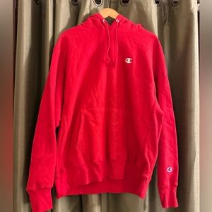Red Oversized Champion Hoodie